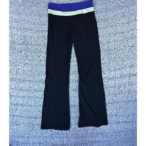 Lululemon Groove Pant Tall Womens Size 4 Black Wish Blue Waistband